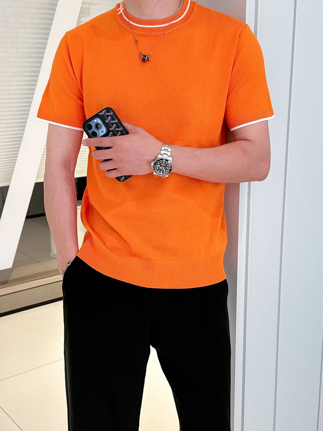 Hermes Men's Knitted Short Sleeve T-Shirt with Logo - Stylish & Comfortable 8 o 1i5bpvepj1rp717v61v3c18g7lu96
