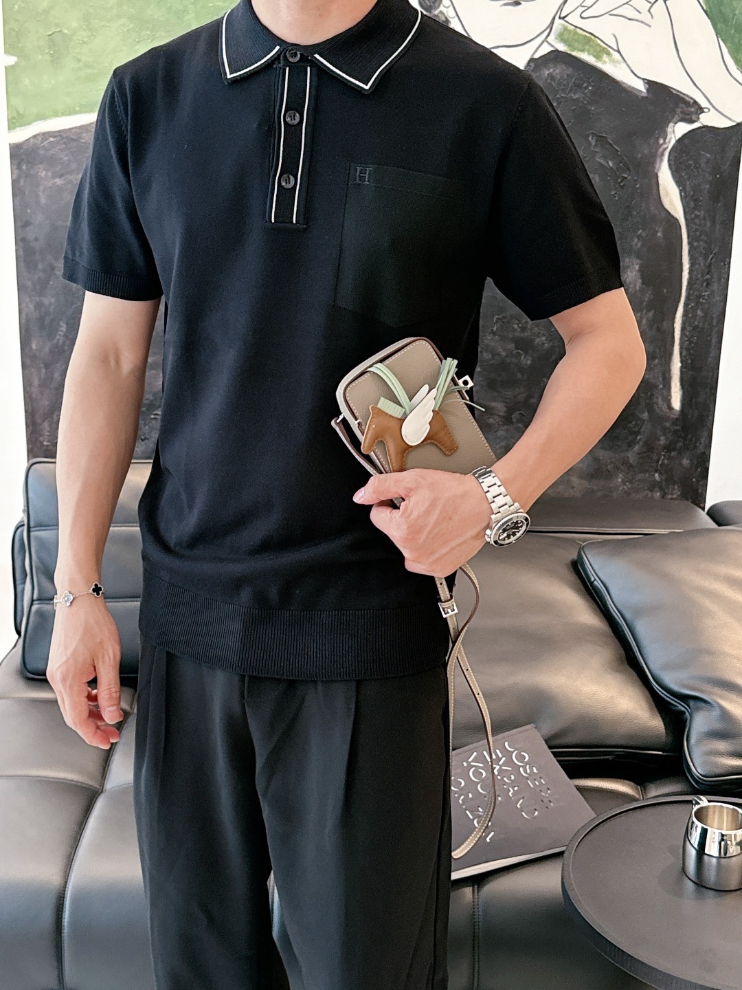 Hermès Knit Polo Shirt: Stylish Short Sleeve with Logo - Comfortable & Trendy 7 o 1i5psa9kpn9oa681vmo14cjq8k5