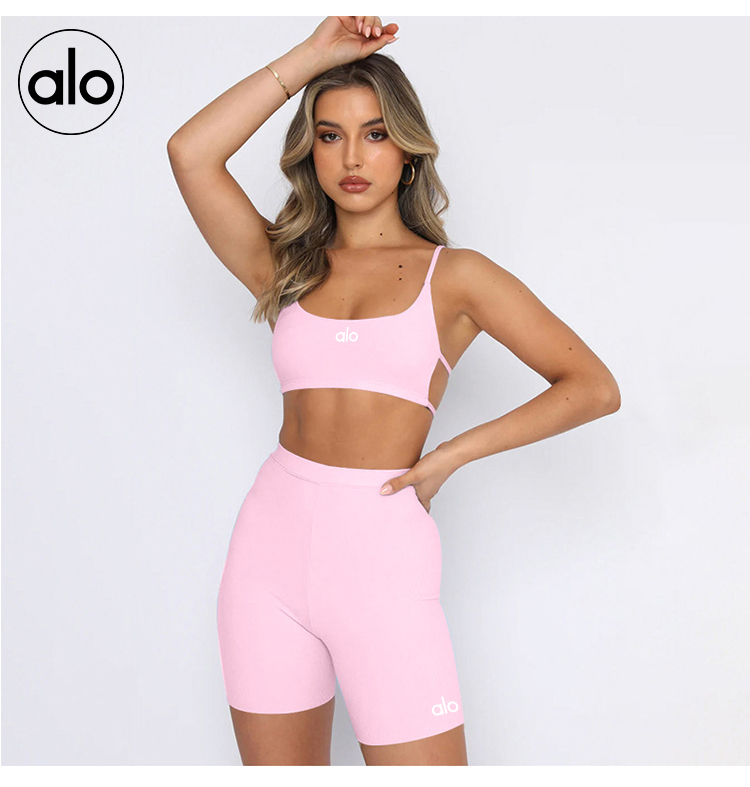 Alo set training light blue pink yoga