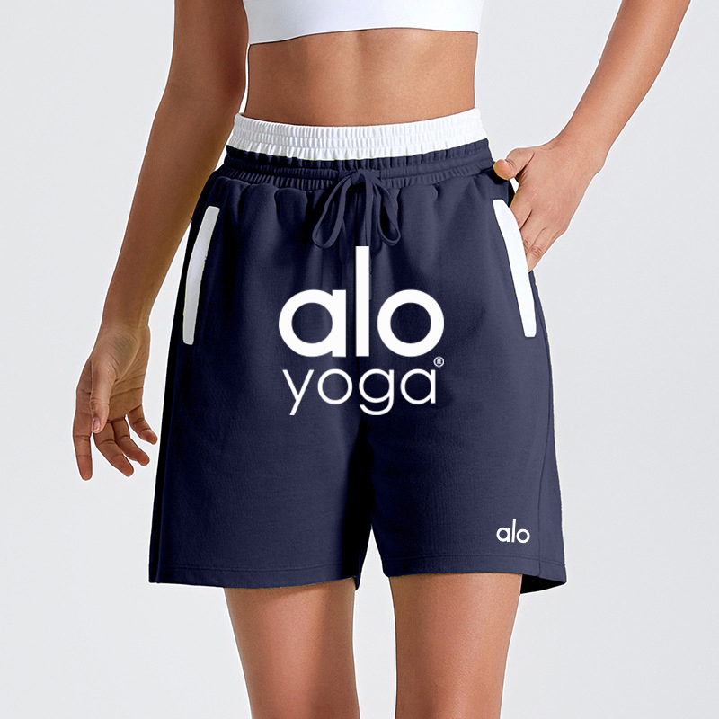 Alo shorts lounge beige and navy