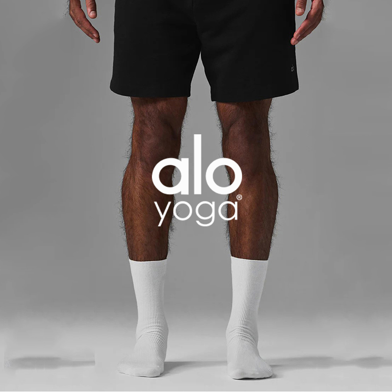 Alo accessories cross-border sports socks for men and women sweat-absorbent breathable high-elastic solid color running fitness Pilates mid-calf yoga