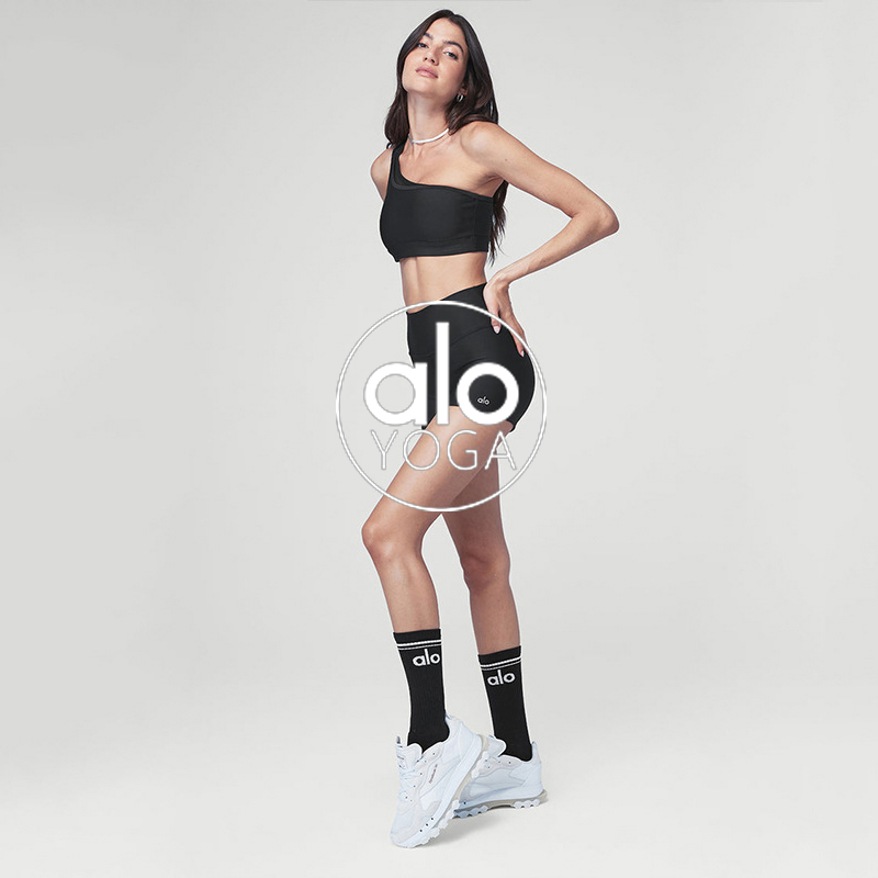 Alo accessories popular cotton socks 18cm mid-length fashion socks for men and women pure cotton socks sports and leisure couple yoga