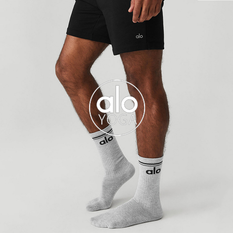 Alo accessories popular cotton socks 18cm mid-length fashion socks for men and women pure cotton socks sports and leisure couple yoga