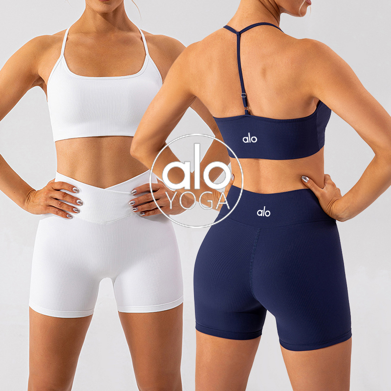 Alo shorts yoga white and navy
