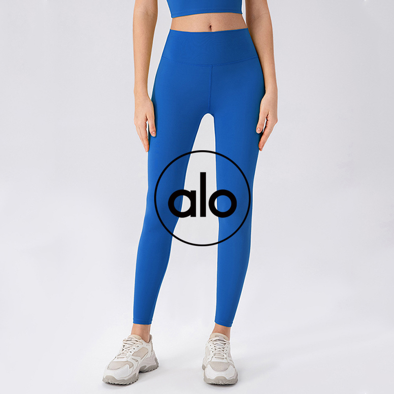 Alo Leggings High-Elastic Yoga Pants for Women Nude-Feeling Tight-Fitting Butt-Lifting Running Sports Pants High-Waisted Abdominal Tightening Pilates Fitness