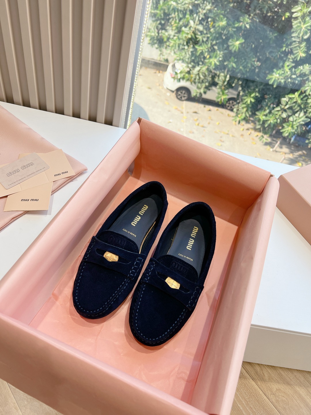 MiuMiu Shoes Loafers Cowhide Frosted Spring/Summer Collection