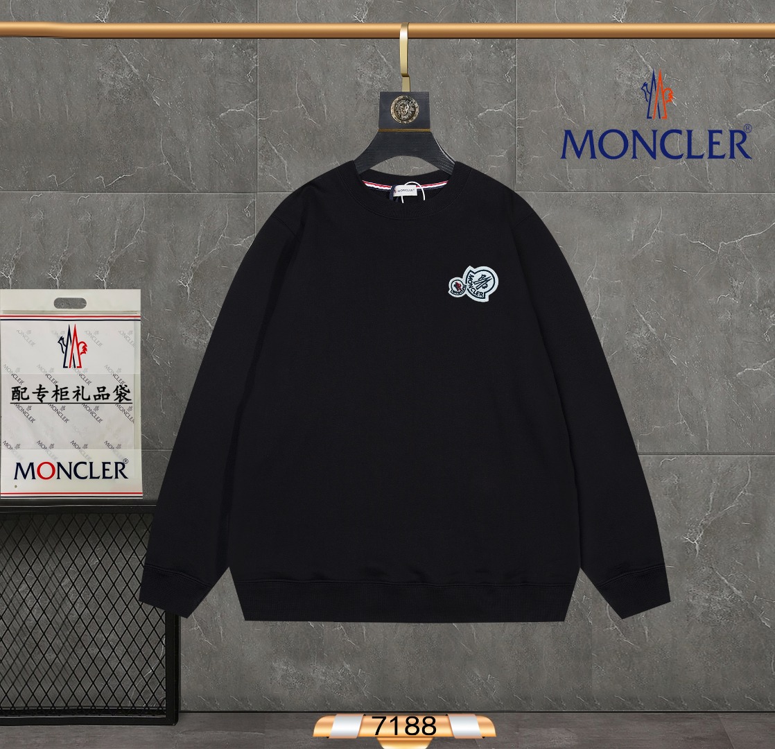 Moncler Clothing Sweatshirts Apricot Color Black White Embroidery Fashion