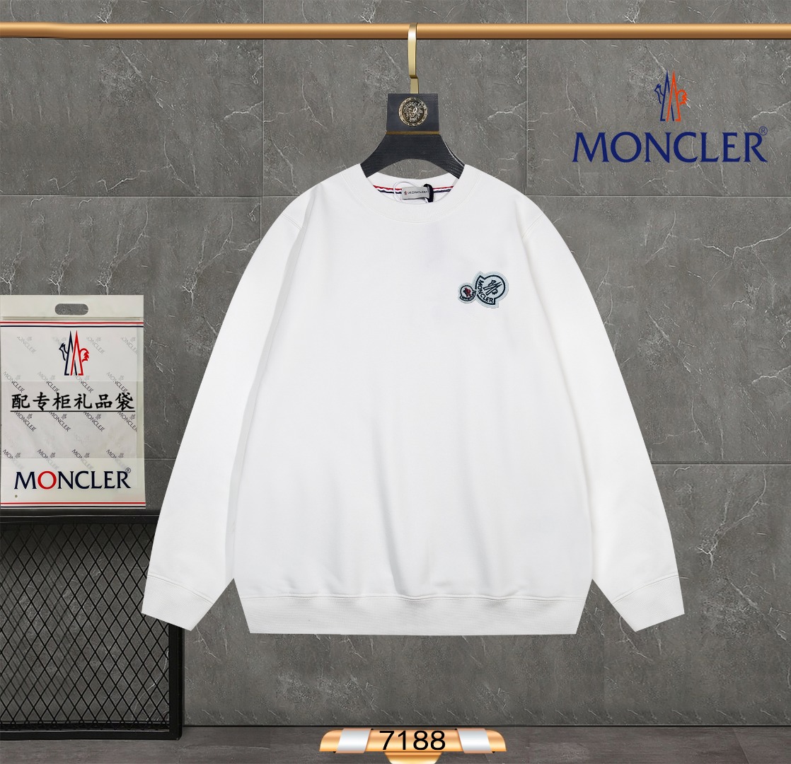 Moncler Clothing Sweatshirts Apricot Color Black White Embroidery Fashion