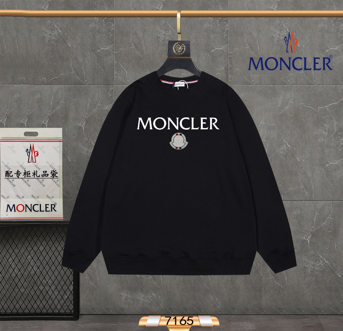 Moncler Online
 Clothing Sweatshirts Apricot Color Black White Embroidery Silica Gel Fashion