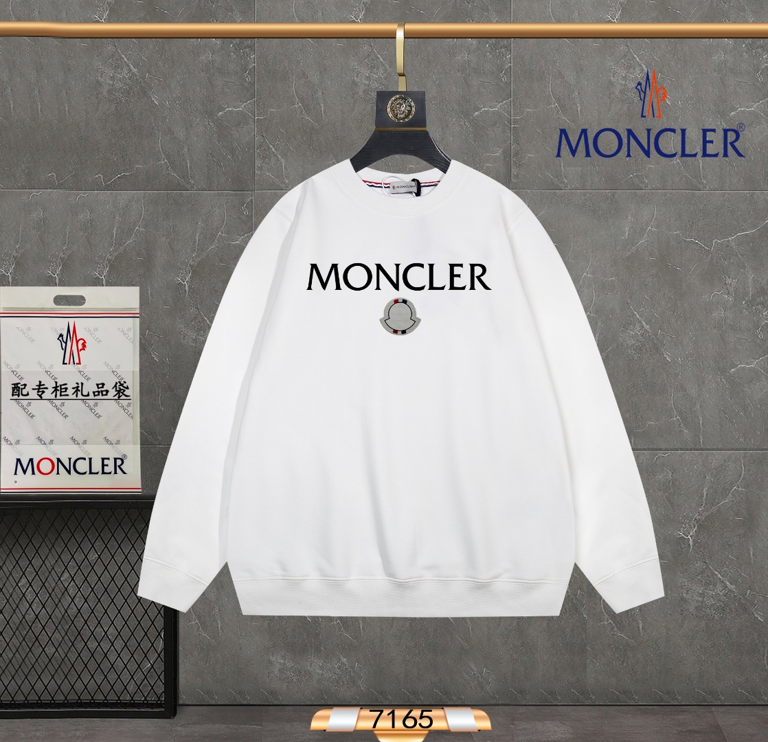 Moncler AAAAA
 Clothing Sweatshirts Apricot Color Black White Embroidery Silica Gel Fashion