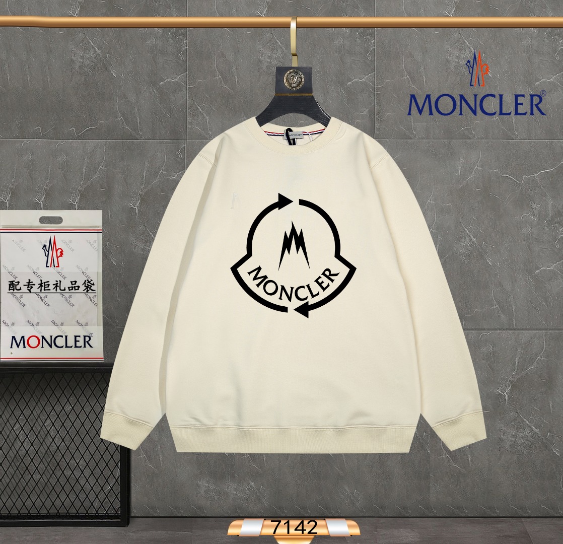 Moncler Clothing Sweatshirts Apricot Color Black White Printing Fashion