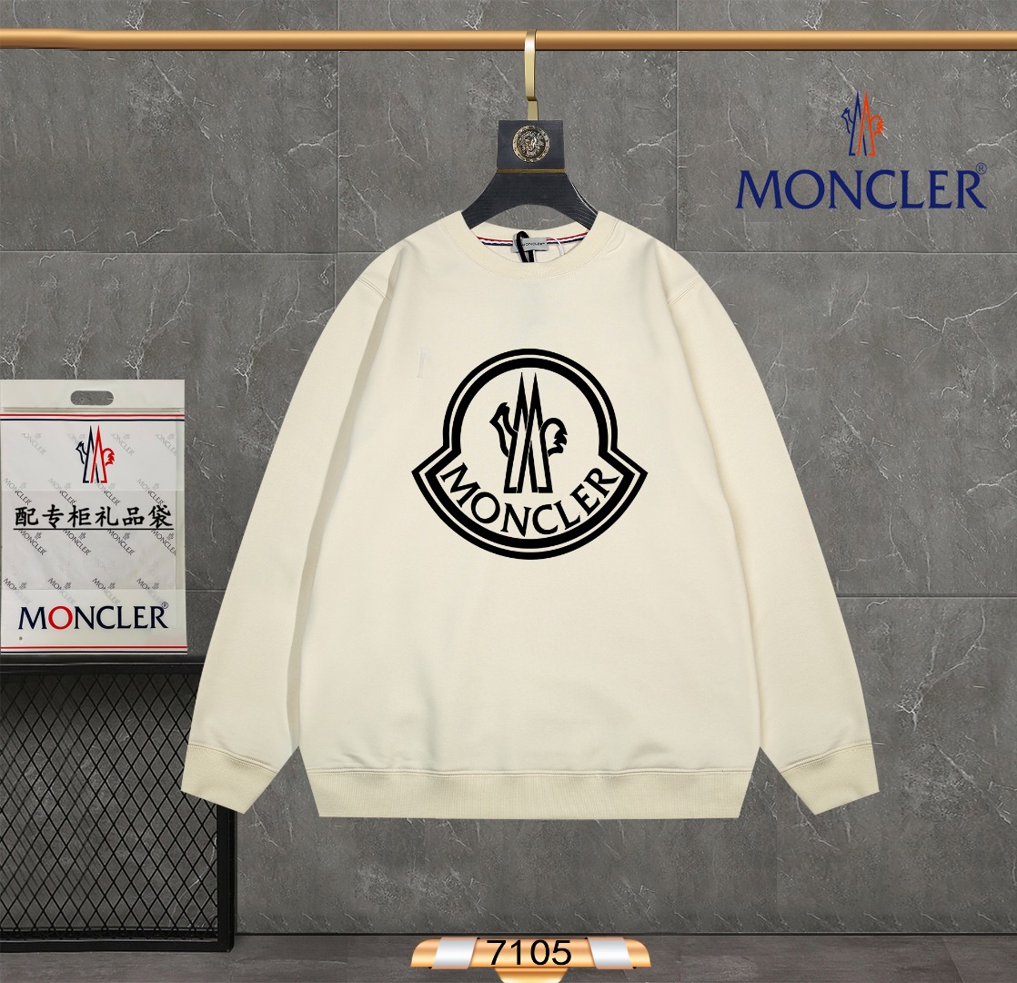 Replica 1:1 High Quality Moncler Clothing Sweatshirts Apricot Color Black White Printing Fashion