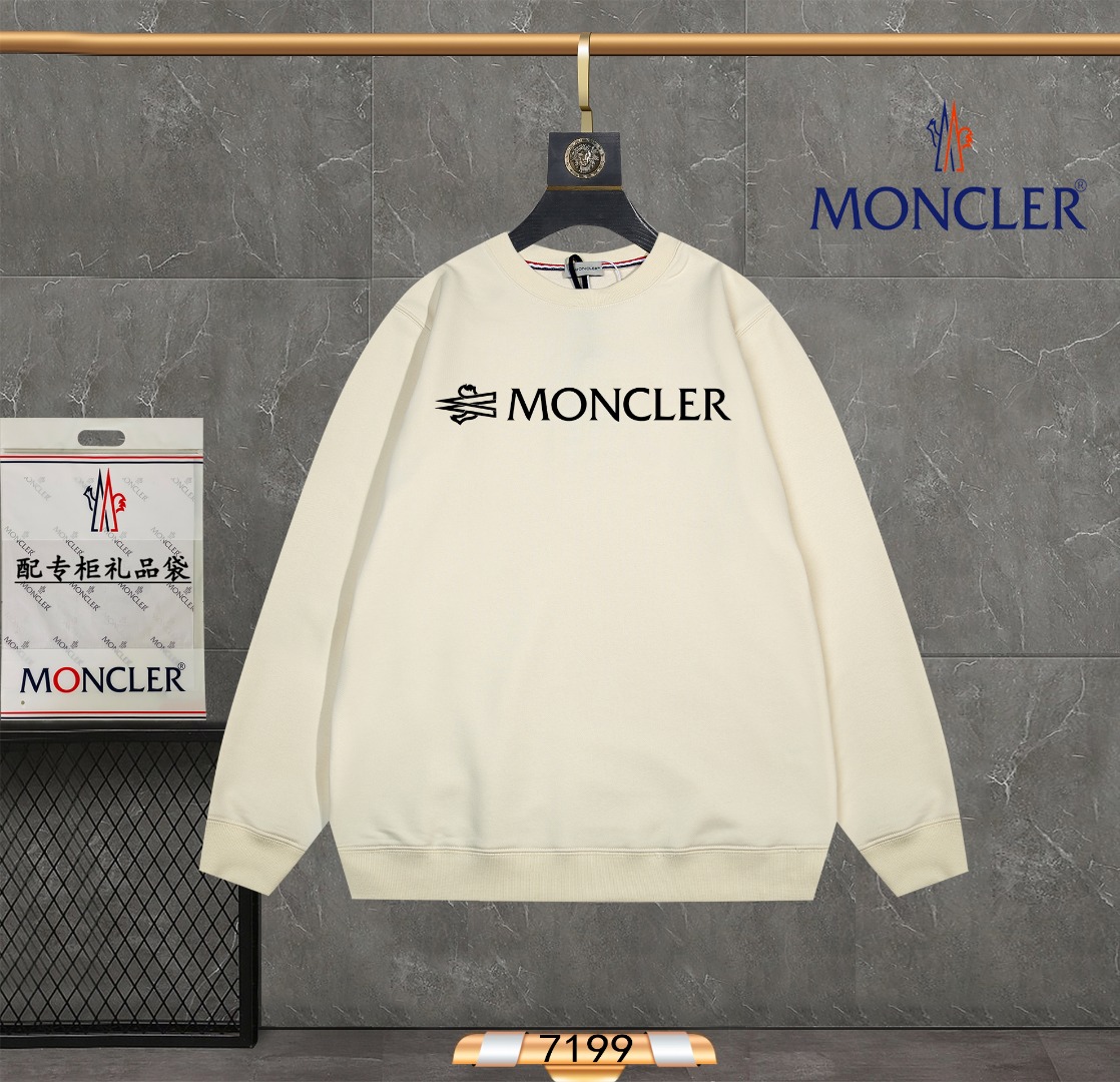 Moncler Clothing Sweatshirts Apricot Color Black White Silica Gel Fashion