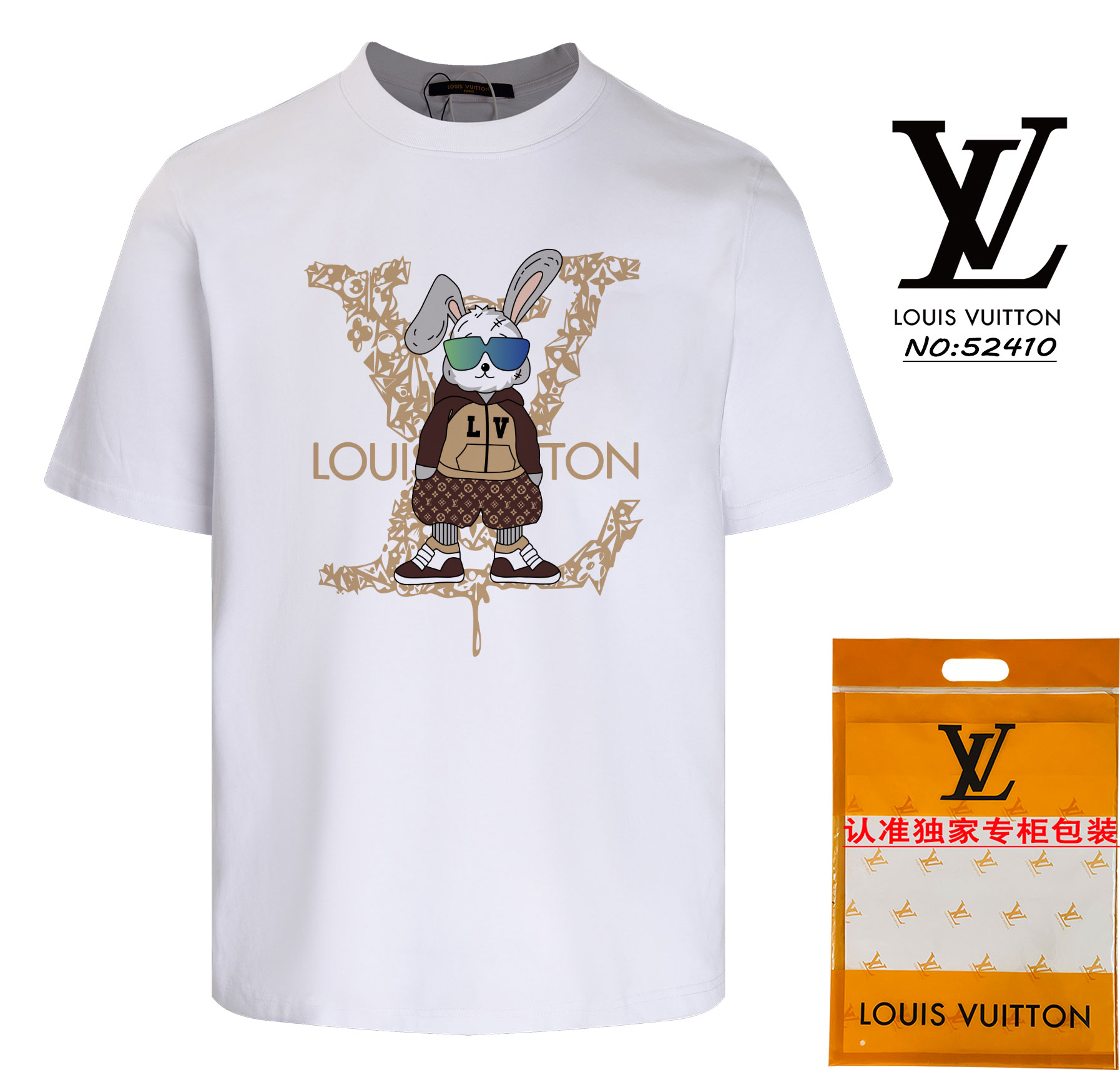 Louis Vuitton Clothing T-Shirt Apricot Color Black White Unisex Short Sleeve