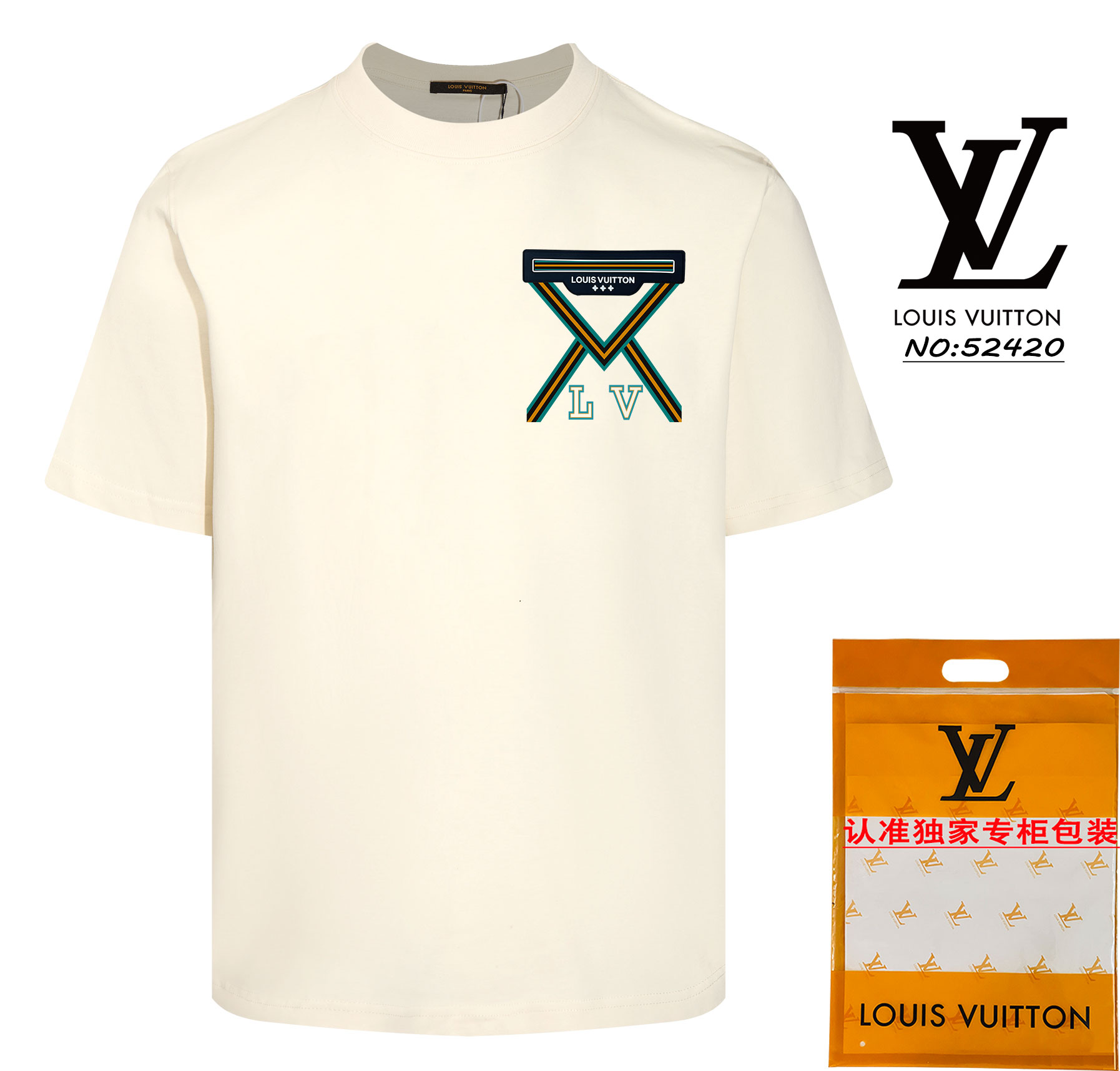 Louis Vuitton Clothing T-Shirt Apricot Color Black White Unisex Short Sleeve