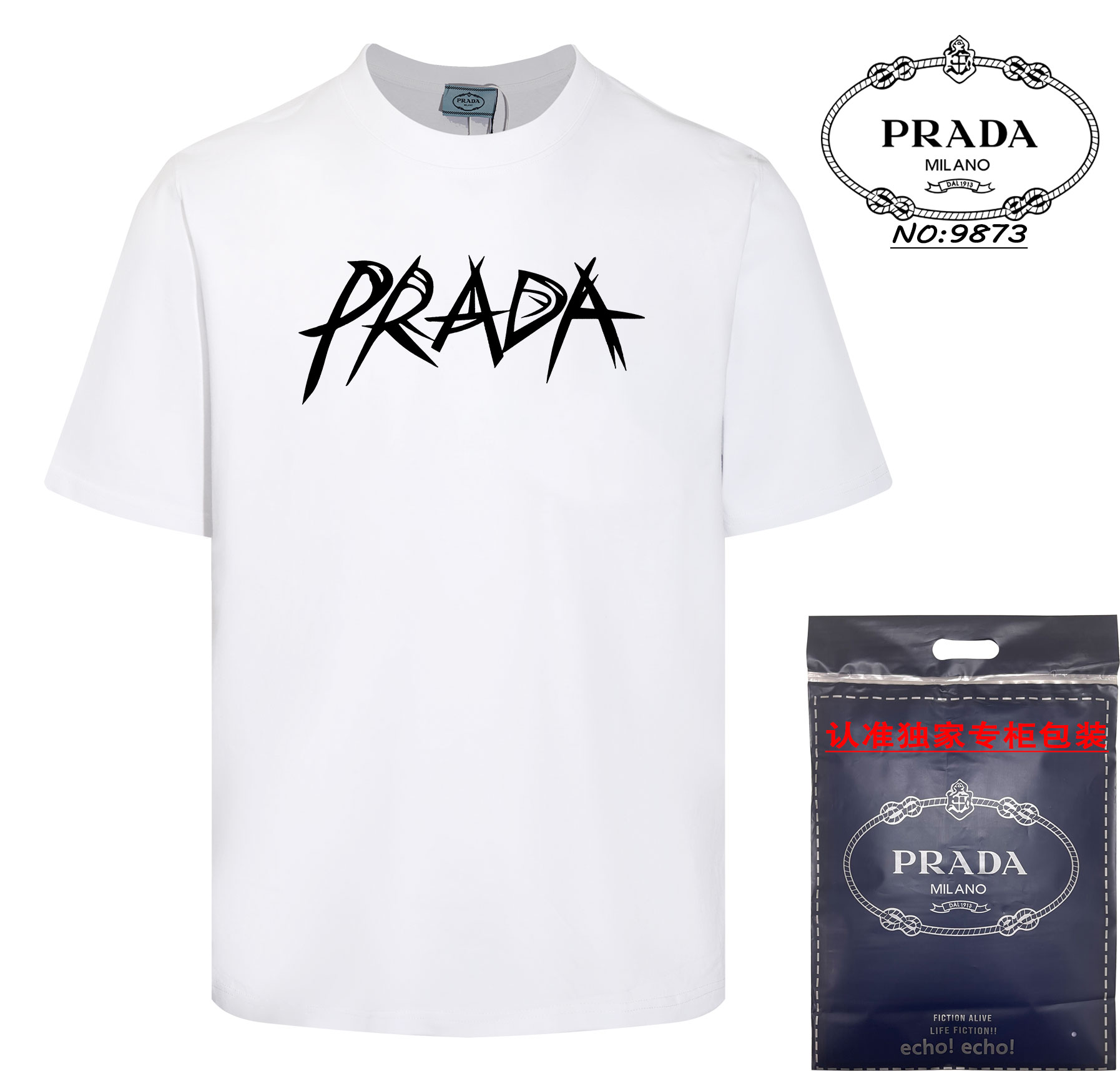 Alta calidad《PRADA~Prada》Nuevo modelo 2024 Camiseta de manga corta de cuello redondo. Los colores están perso…