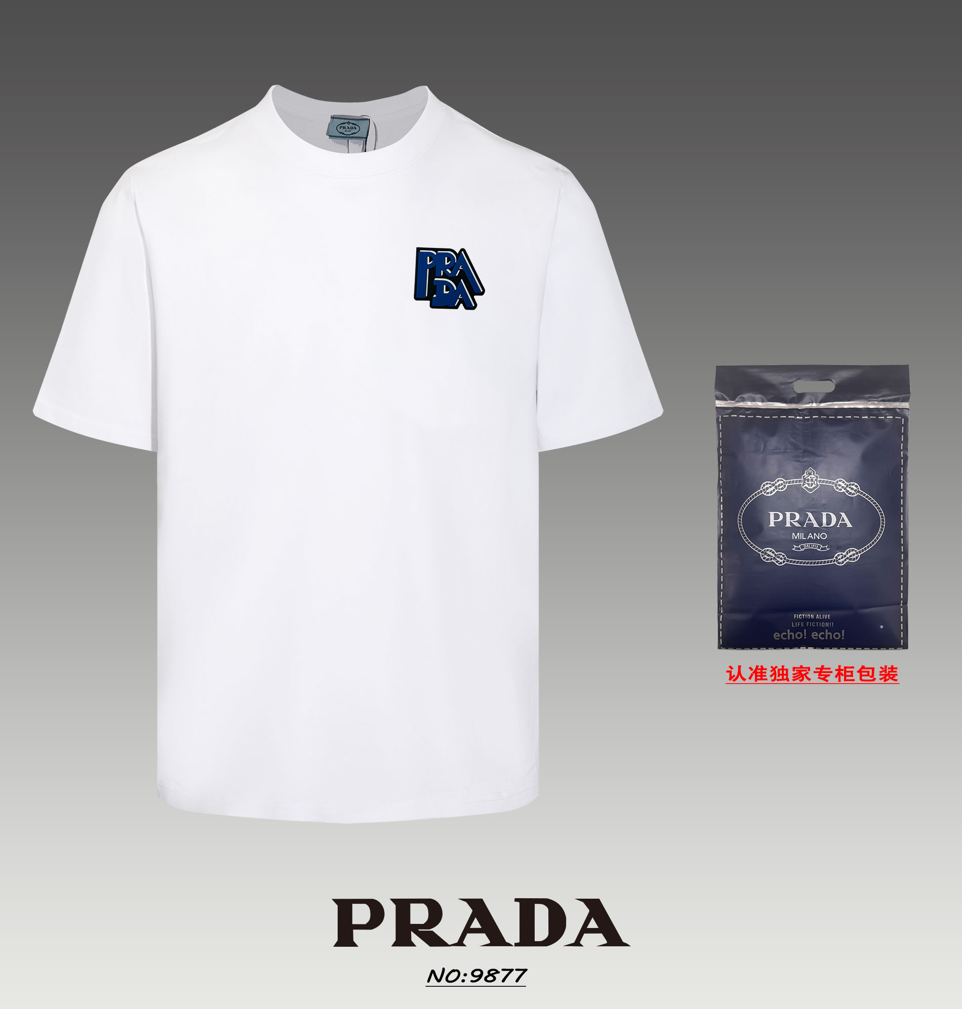 Prada Vêtements T-Shirt Noir Blanc Unisexe Manches courtes