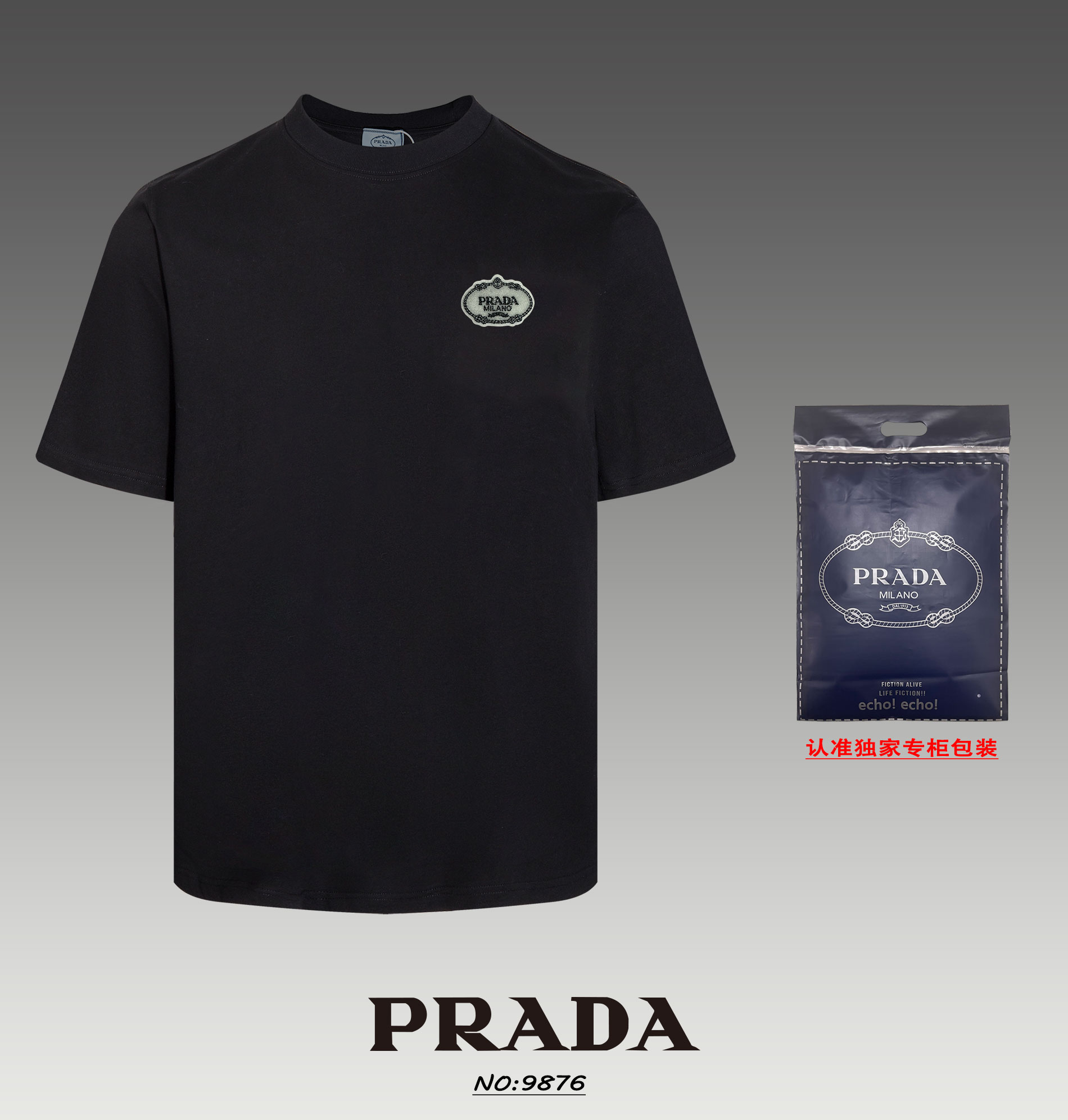 Prada Vêtements T-Shirt Noir Blanc Unisexe Manches courtes