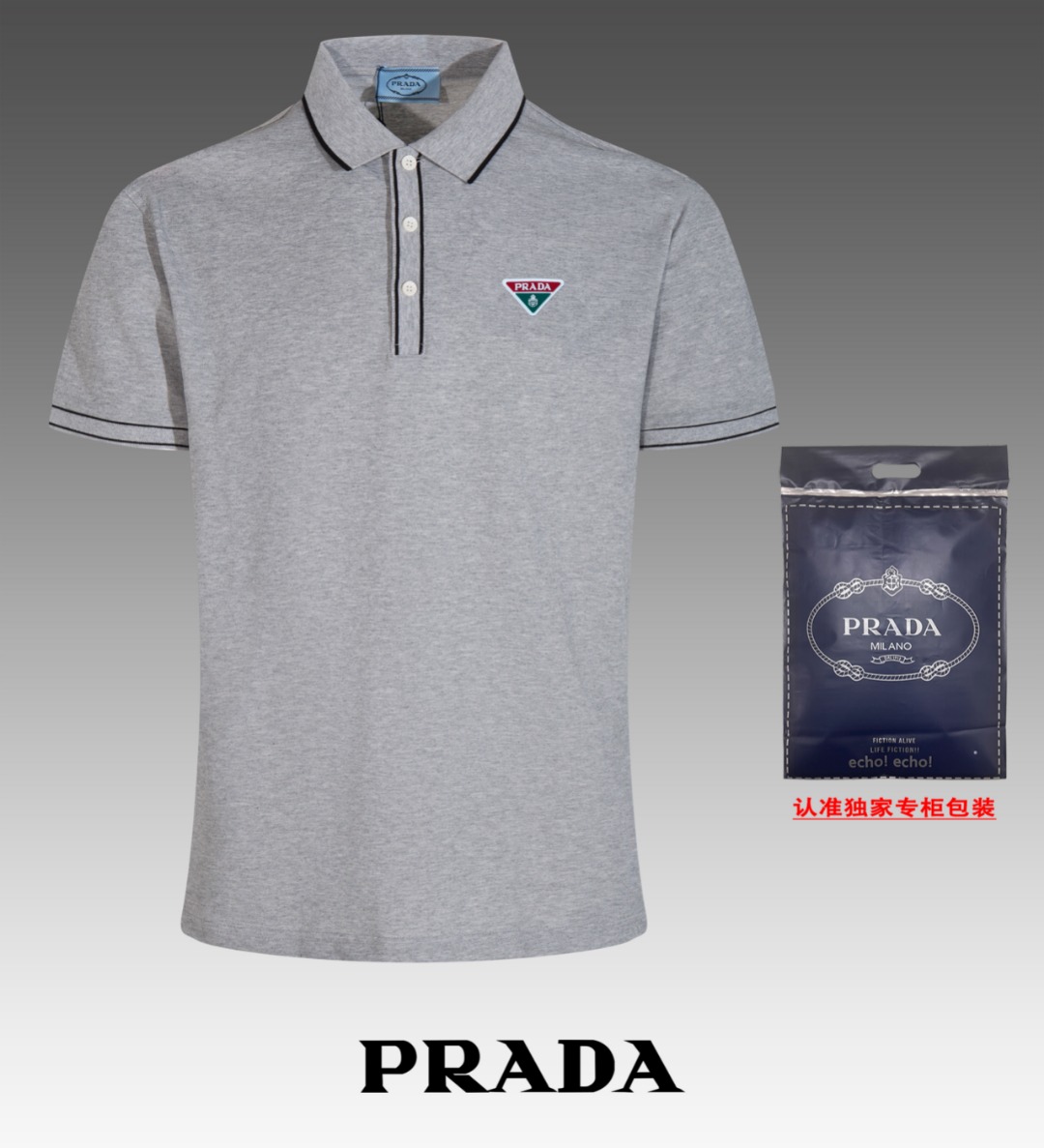 Prada Vêtements Polo T-Shirt Noir Bleu Gris Blanc Série d’été Manches courtes