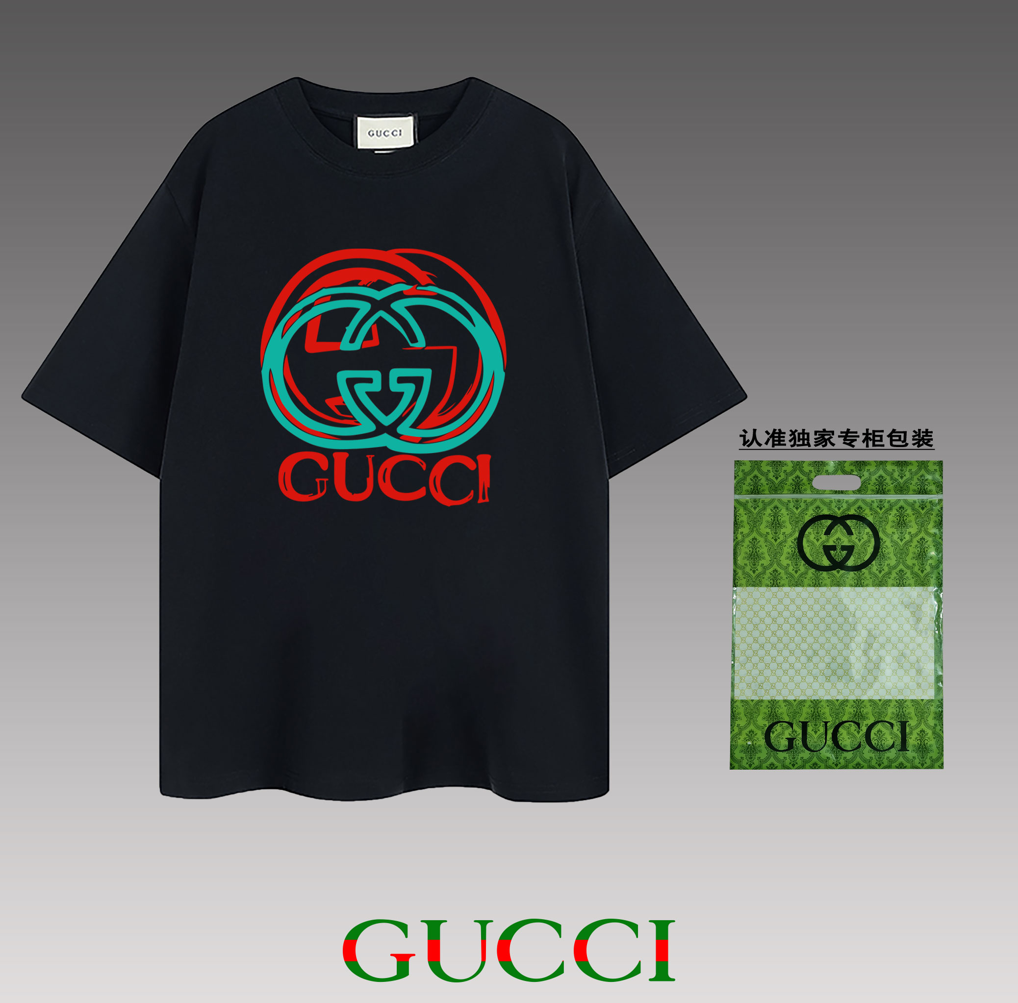 Con embalaje original con imagen "GUCCI~Gucci" 2024 nueva camiseta de cuello redondo de manga corta de alta calidad, pe…