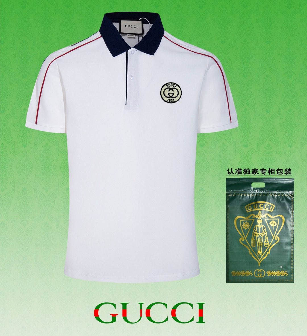 【GUCCI~Gucci】Nuevo polo de manga corta de alta calidad 2024 verano con tres etiquetas completas, tejido personalizado d…