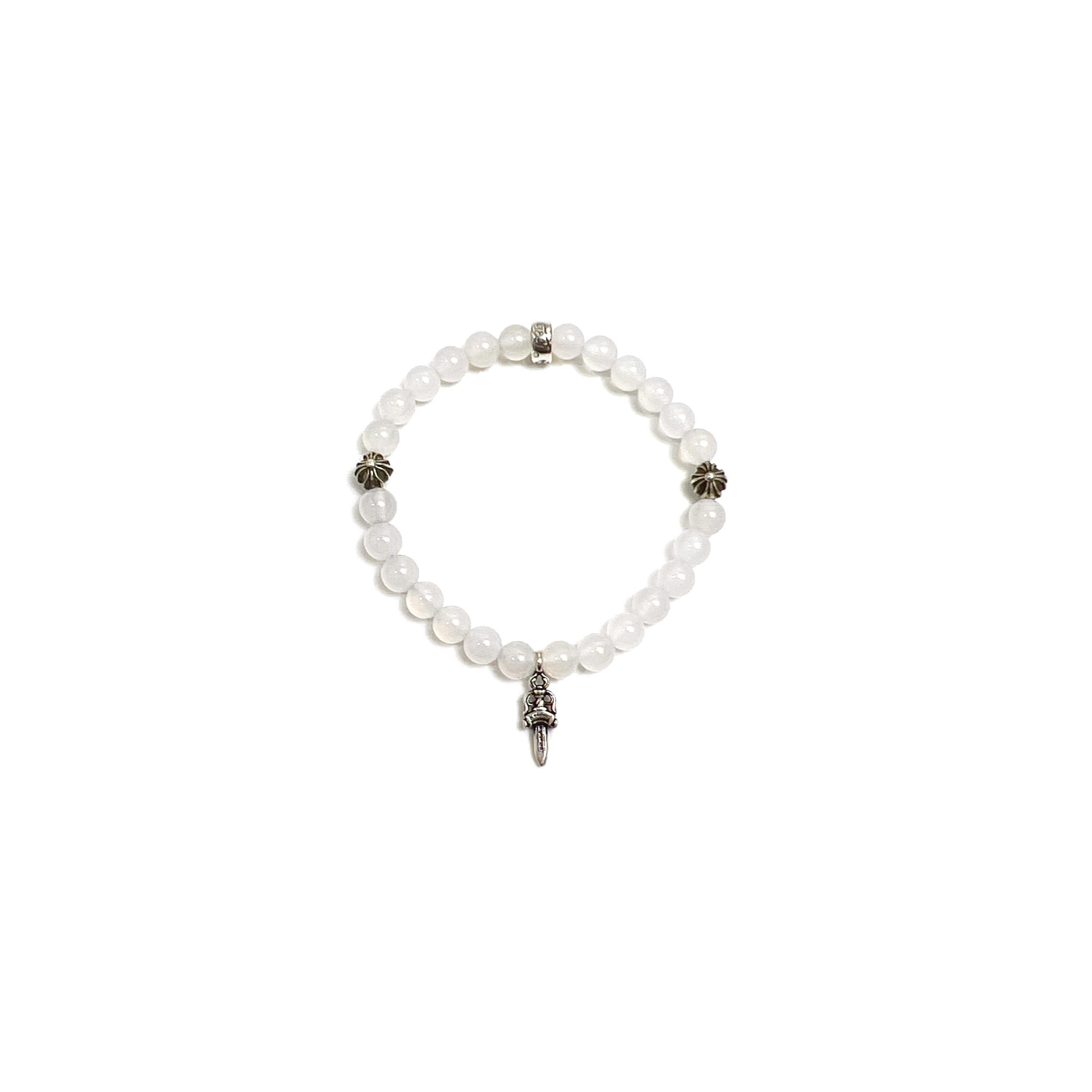 NO:112624,Chrome Hearts 6mm white agate four silver bead bracelets, jewelry quality, chrome hearts, chrome hearts19860909Chrome Hearts克罗心 6mm白玛瑙四银珠手串,饰品精品,chrome hearts,chrome hearts,Jewelry