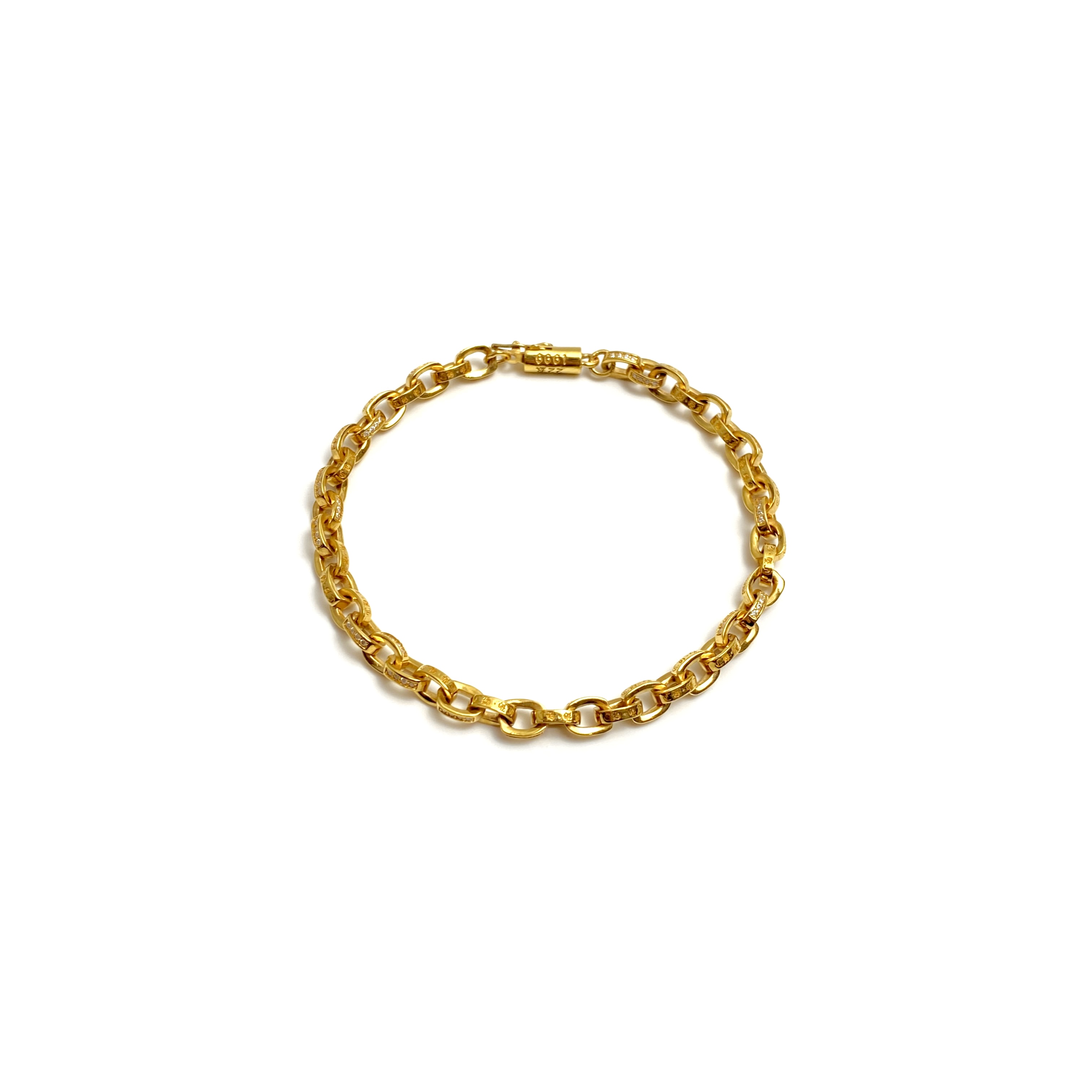 Custom Gold-Plated Diamond Setting, Bracelet Bangle