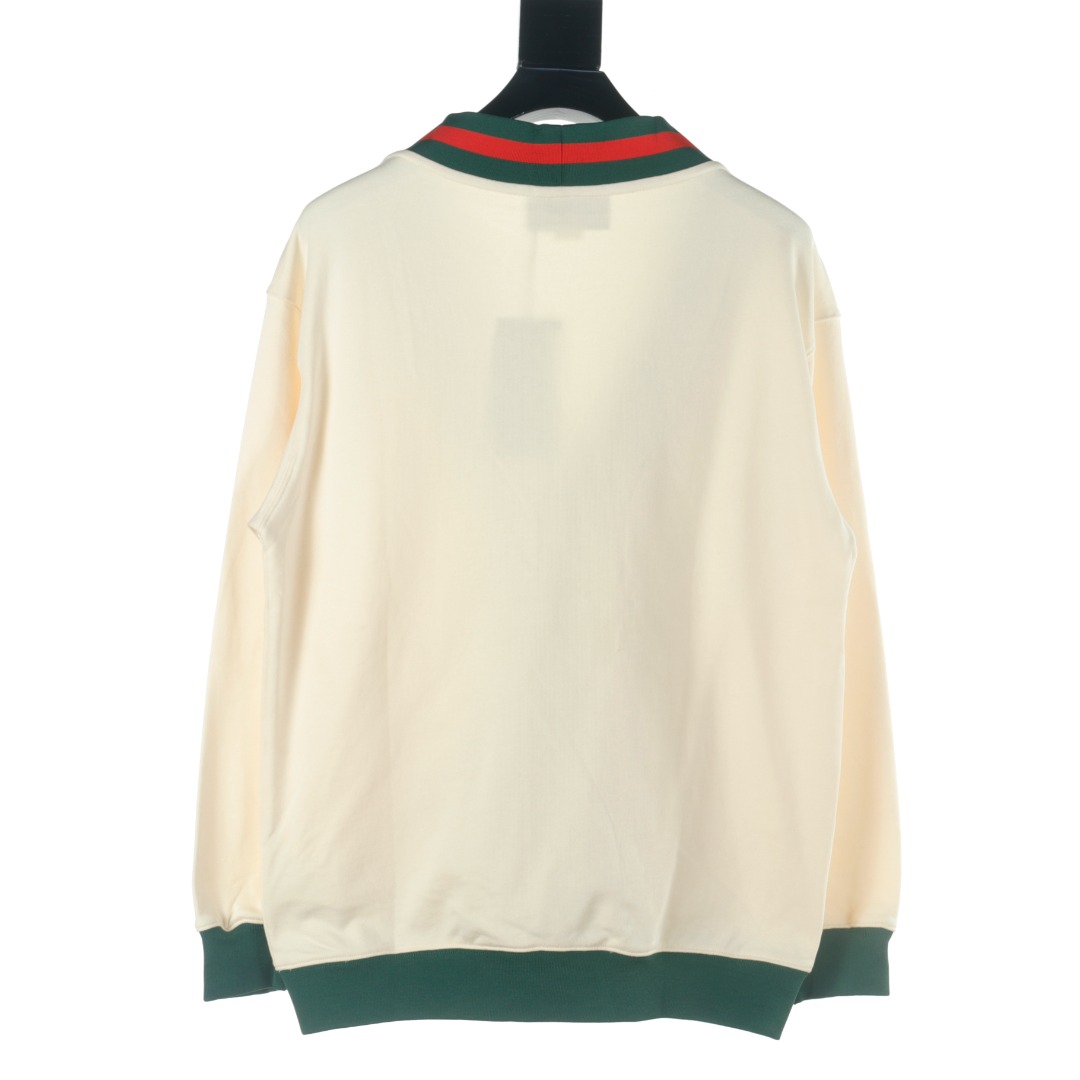 Gucci/古驰 红绿织带开衫外套 对色定染羊毛混纺棉纱线