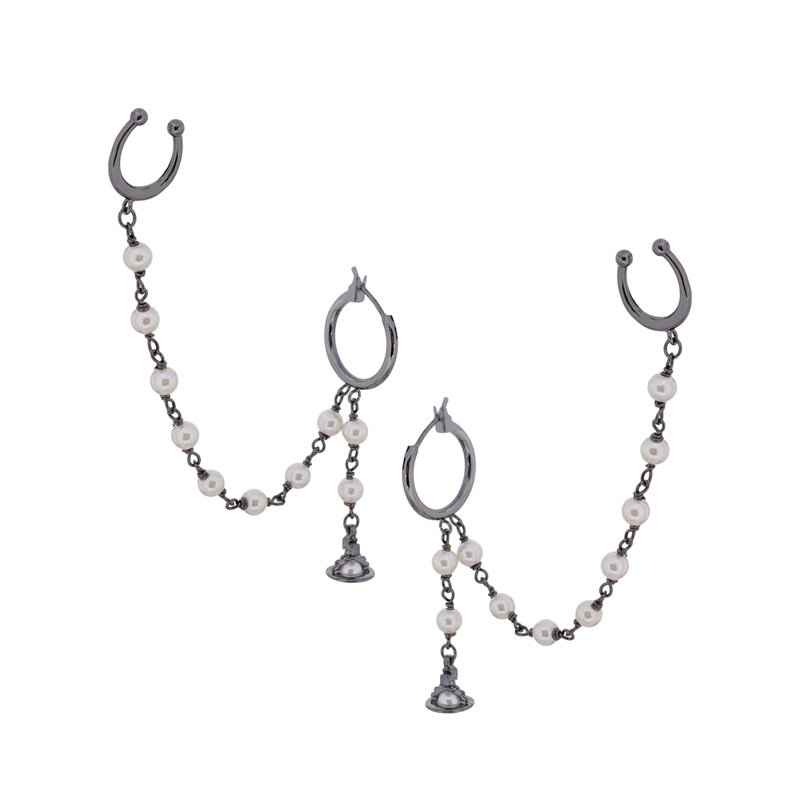 NO:103260,Queen Mother Citizen Pearl Saturn Earrings-Titanium Black, Queen Mother Citizen Earrings19860909西太后珍珠土星耳挂-钛黑,西太后耳钉,Jewelry