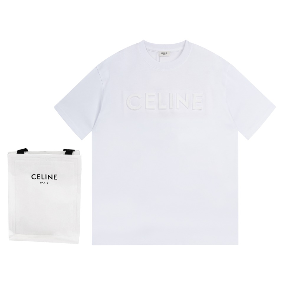 Celine Ropa Camiseta Impresión Algodón Tejido Manga corta