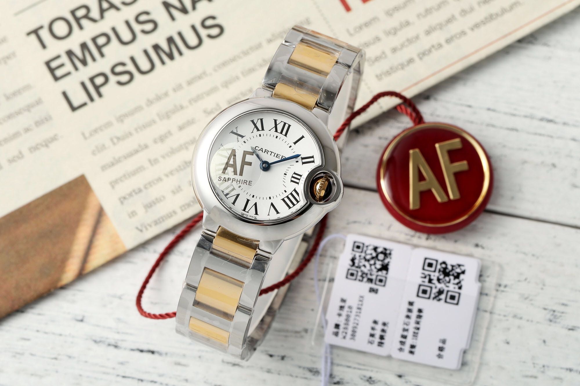 Cartier Watch Blue Crocodile Leather Steel Material Quartz Movement Alligator Strap