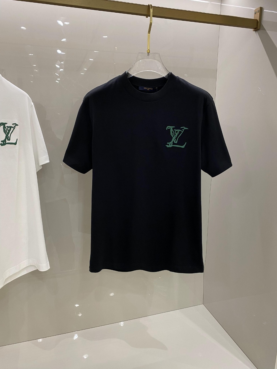 Louis Vuitton Clothing T-Shirt Black Khaki White Embroidery Unisex Cotton Spring/Summer Collection Short Sleeve