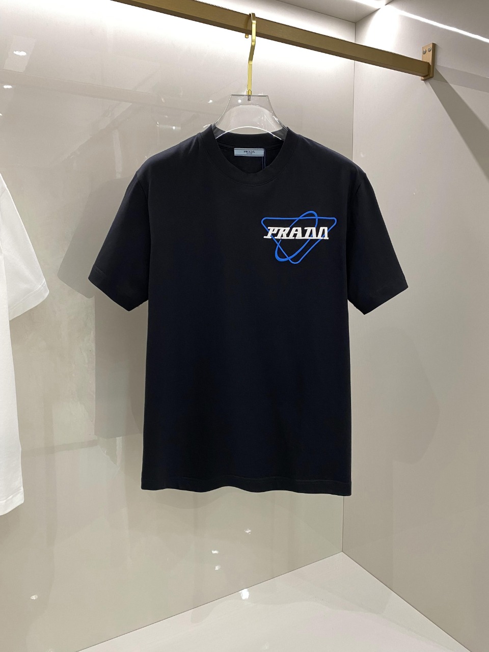 Prada Kleidung T-Shirt Stickerei Unisex Baumwolle Frühling/Sommer Kollektion Kurzarm