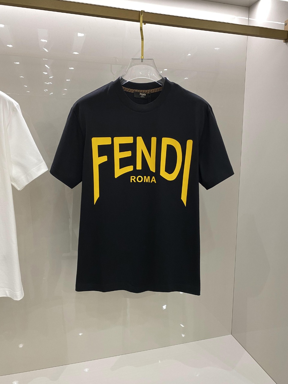 Fendi Kleidung T-Shirt Stickerei Unisex Baumwolle Frühling/Sommer Kollektion Kurzarm