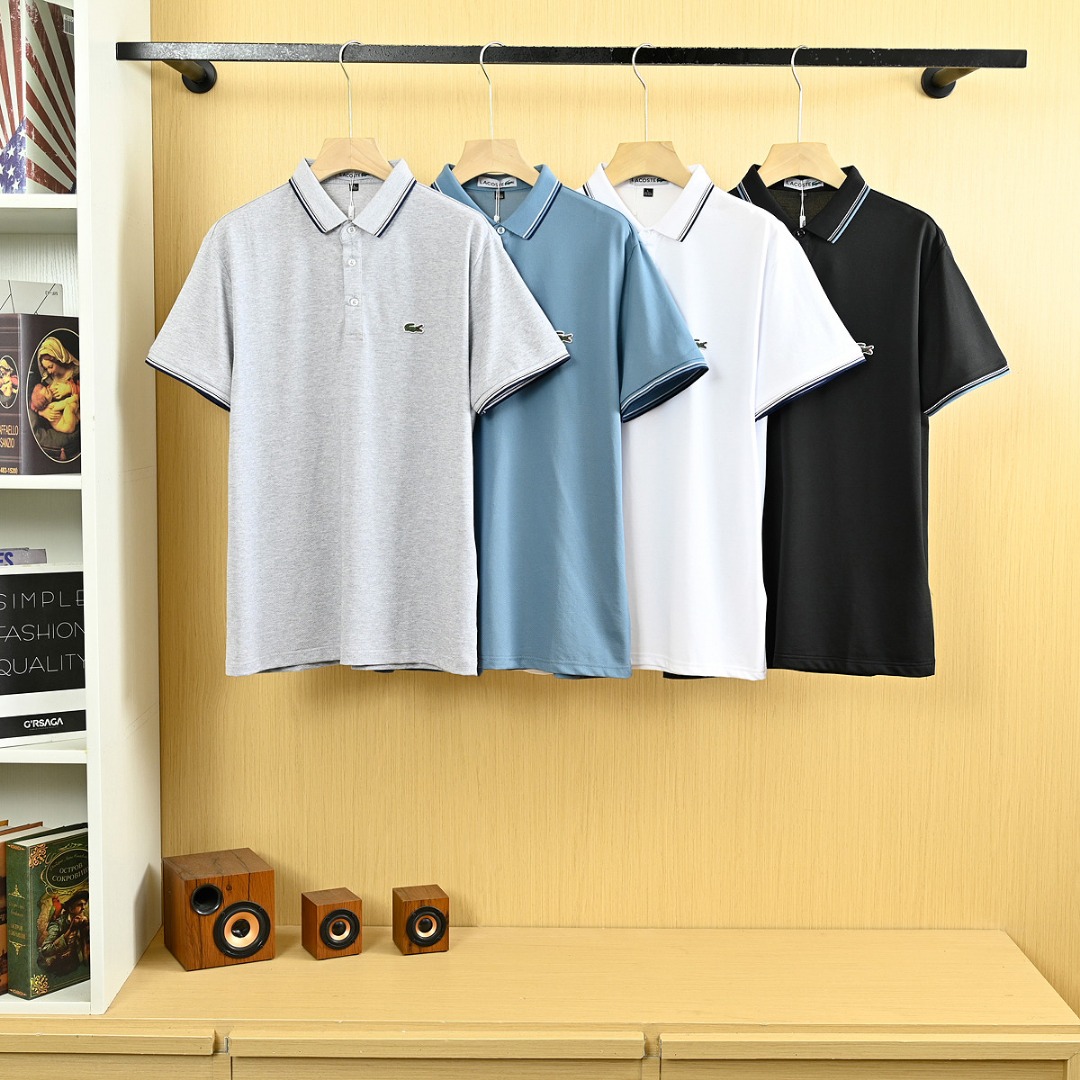 LACOSTE Kleding Polo T-Shirt Zwart Blauw Grijs Lichtgrijs Wit Mannen Katoen Zomercollectie Fashion Korte mouw A24203