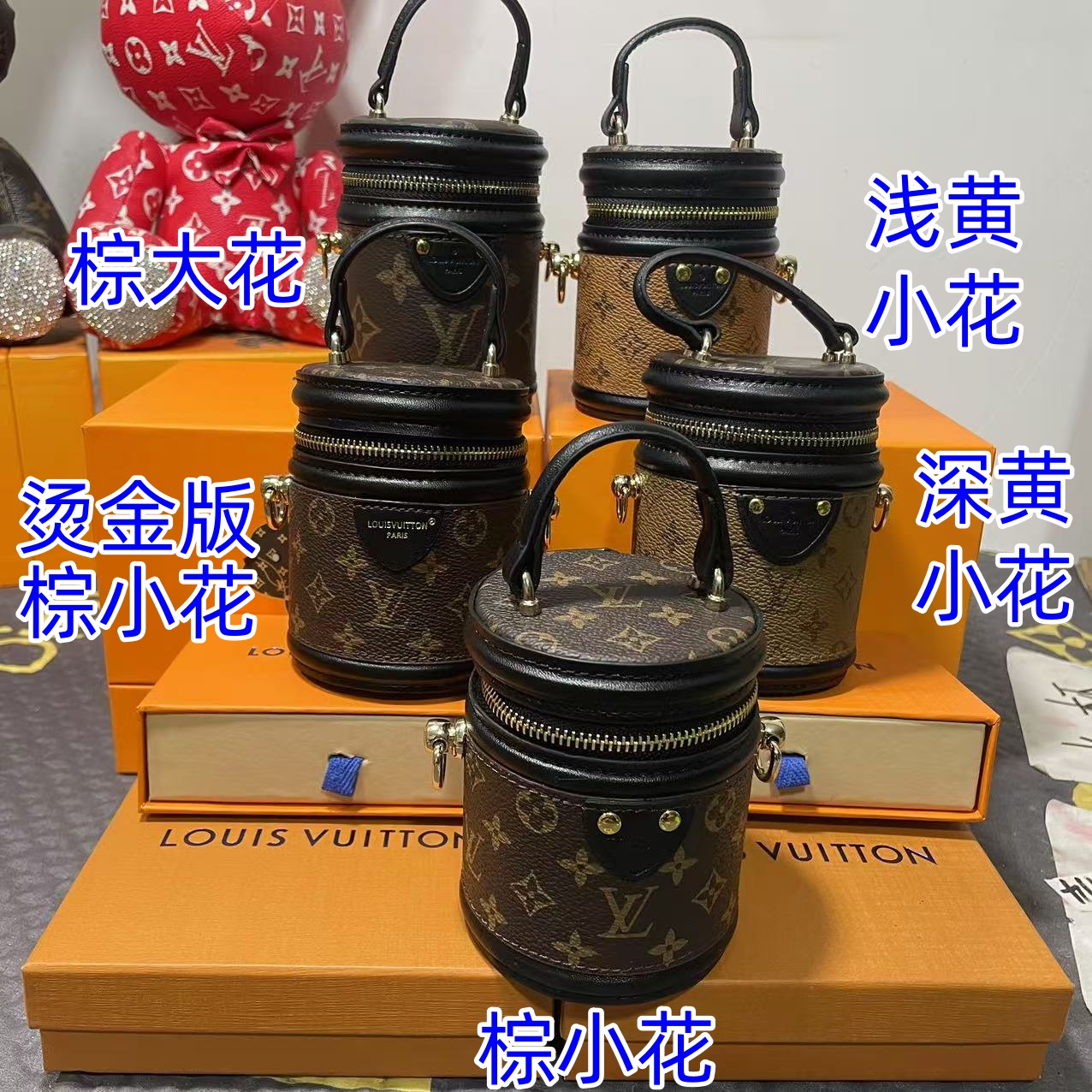 Mini leather handbag with floral print, front view