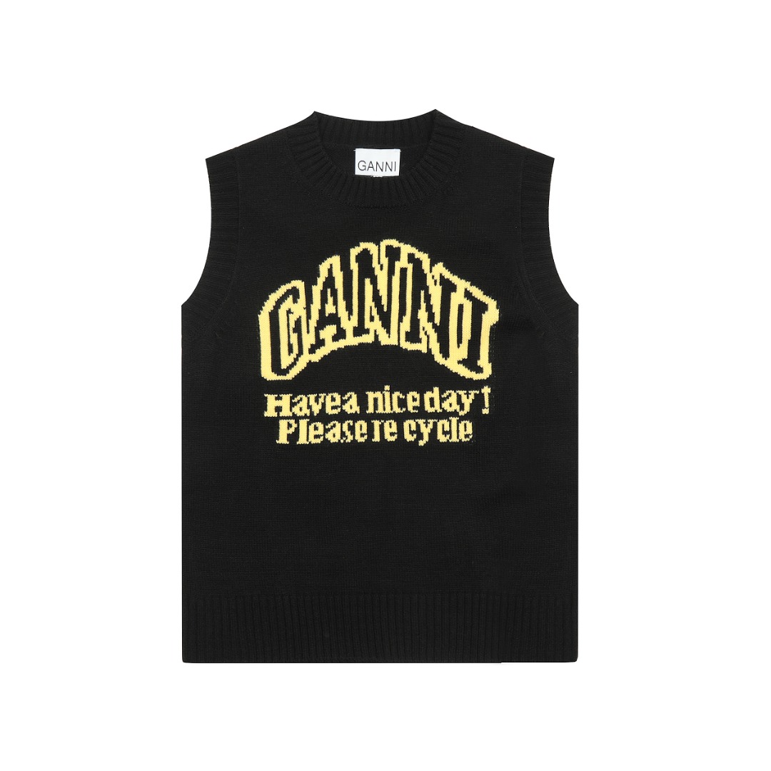 Ganni Vêtements Sweatshirts Gilet Réplique élevée designer
 Jaune Tricot Laine Série automne