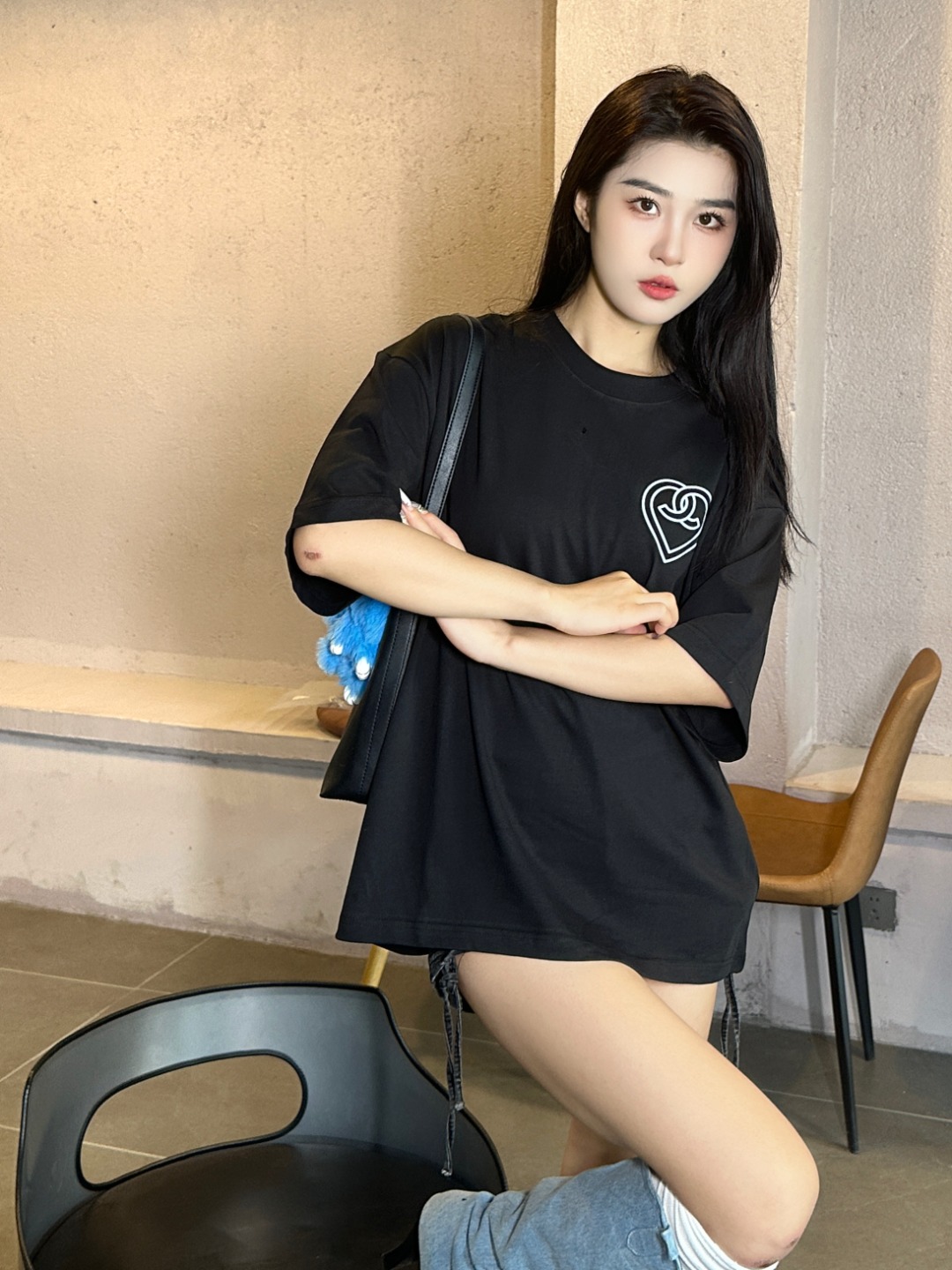 CHANEL 香奈儿 24SS 爱心短袖T恤 上身效果#