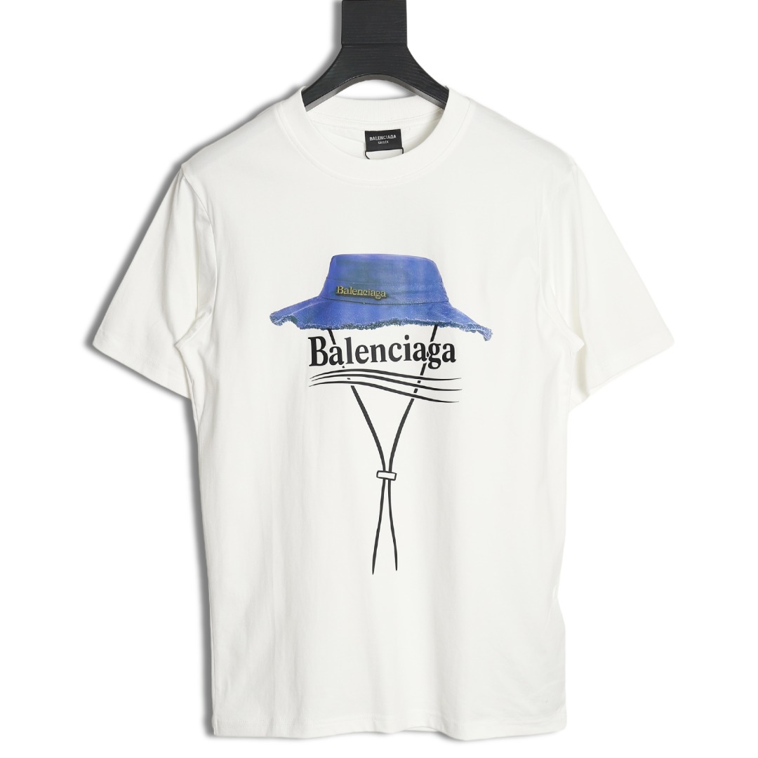 Balenciaga 巴黎世家 渔夫帽 字母短袖T恤 胸前印花短袖