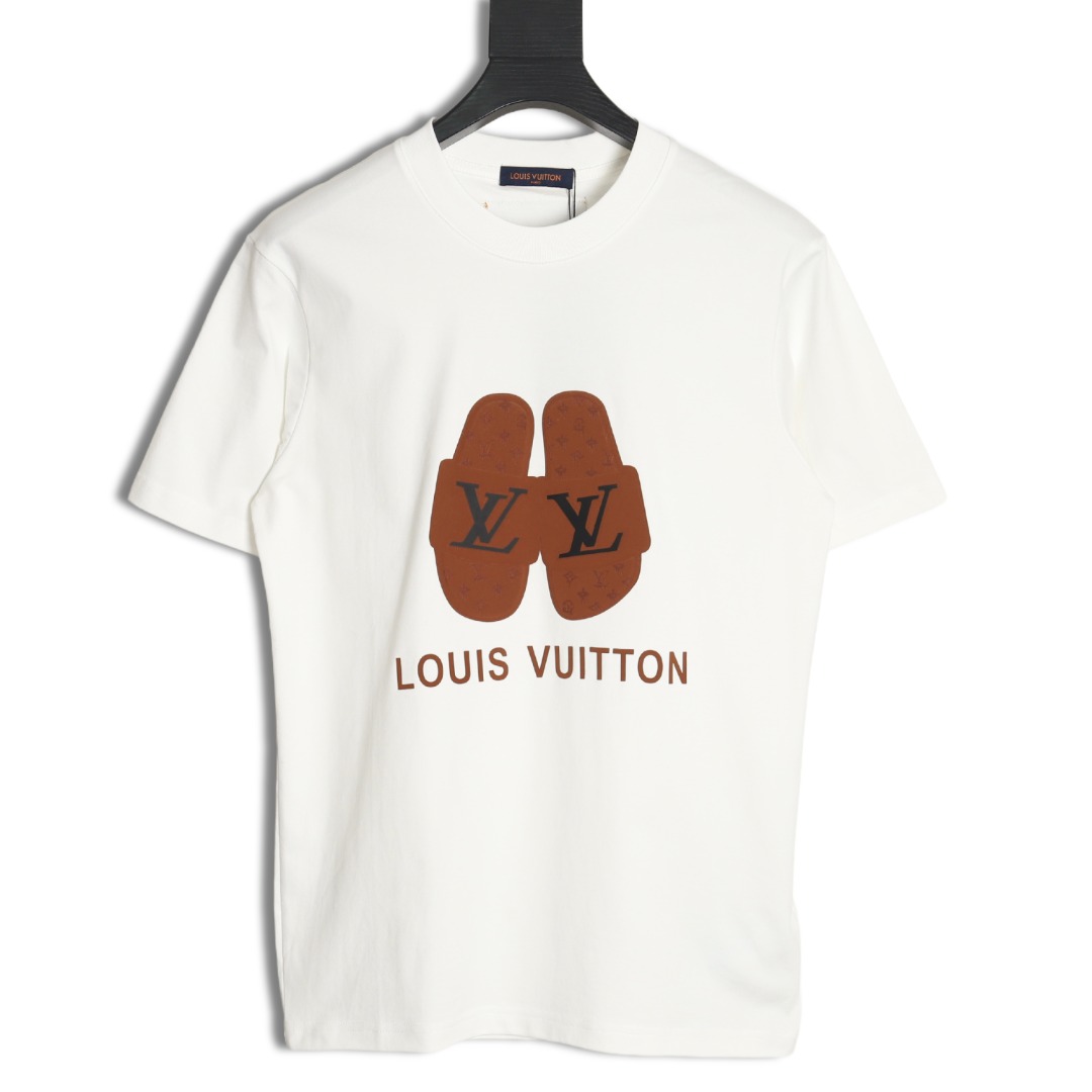 Louis Vuitton 路易威登 lv 拖鞋麂皮贴布短袖T恤