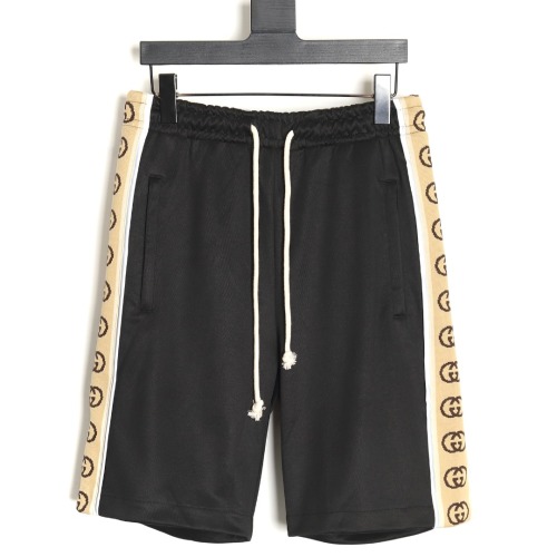 Gucci Men's Reflective GG Logo Tape Shorts - Black Cotton Blend 1 Gucci Men's Reflective GG Logo Tape Shorts - Black Cotton Blend