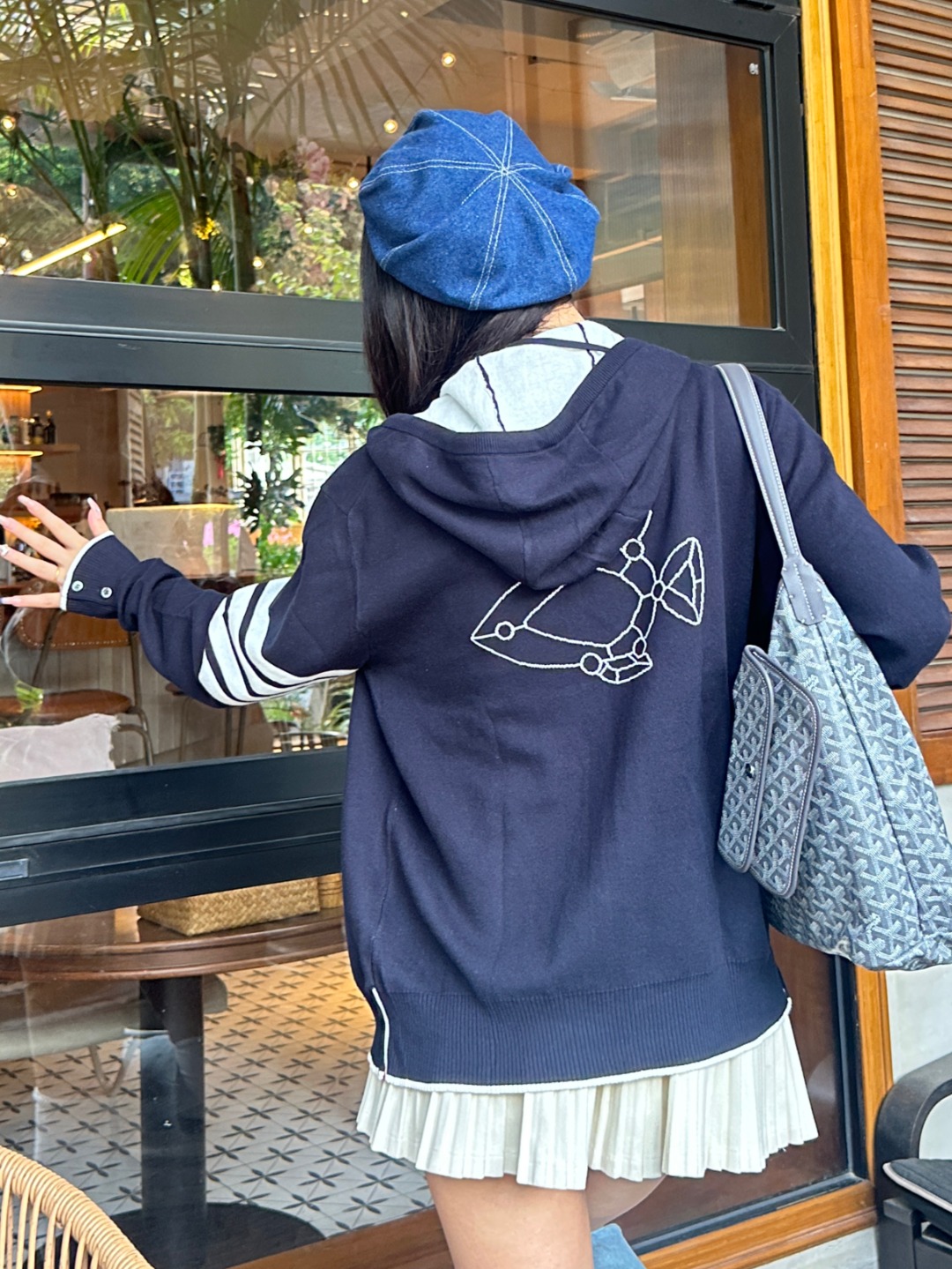 THOM BROWNE TB 汤姆布朗 24FW 潜艇针织连帽外套 上身效果#