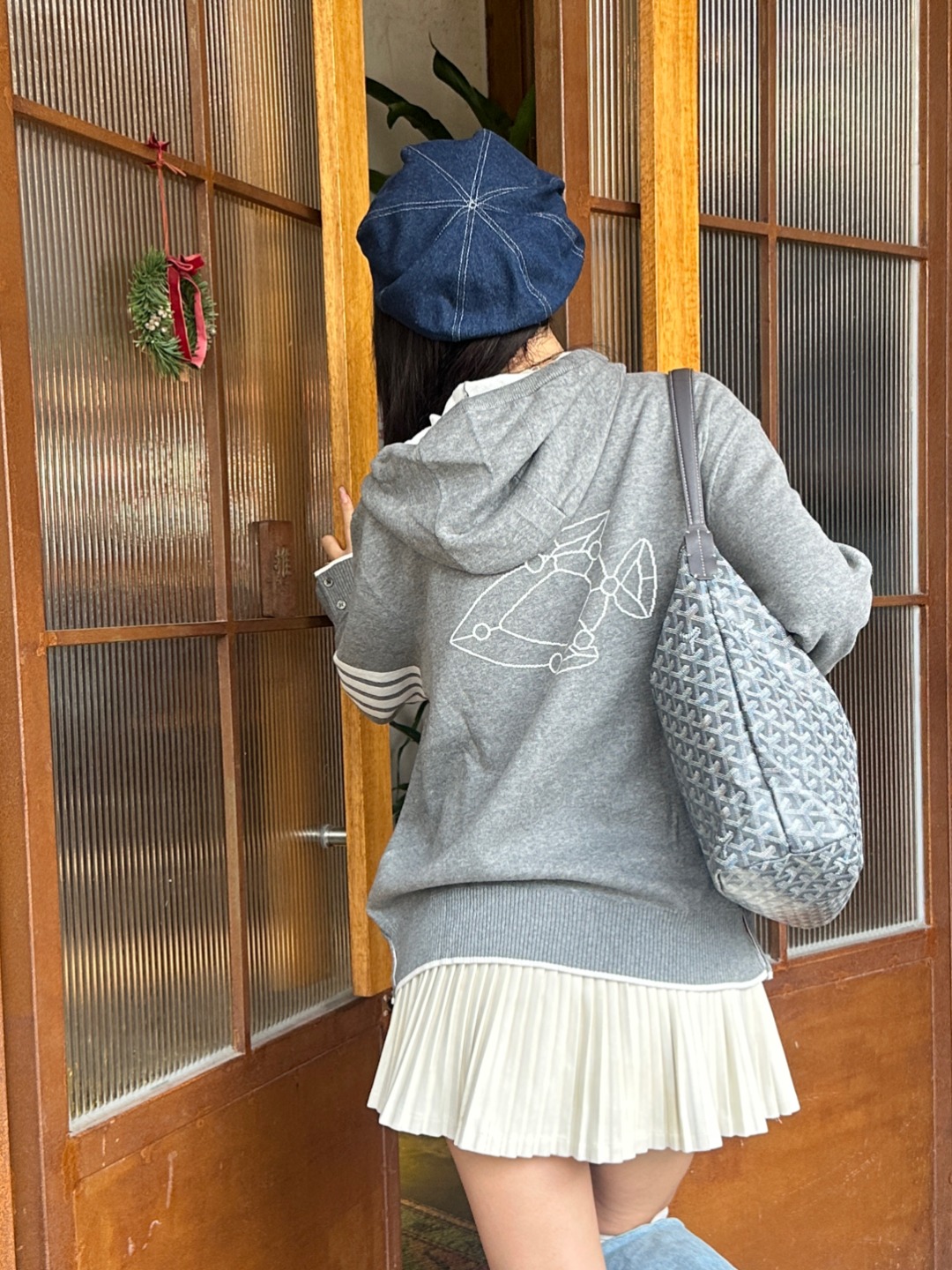 THOM BROWNE TB 汤姆布朗 24FW 潜艇针织连帽外套 上身效果#