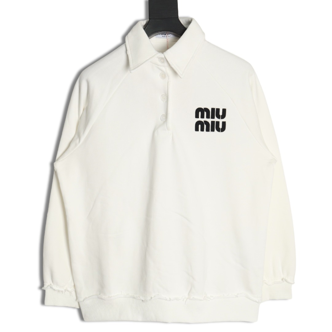 Miu Miu 缪缪 字母贴布Polo长袖卫衣