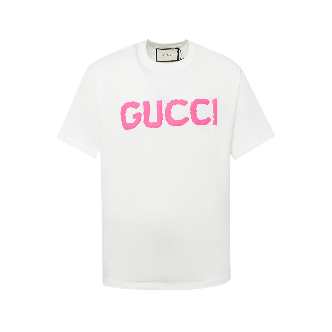 GUCCI/古驰24ss 荧光粉发泡短袖T恤