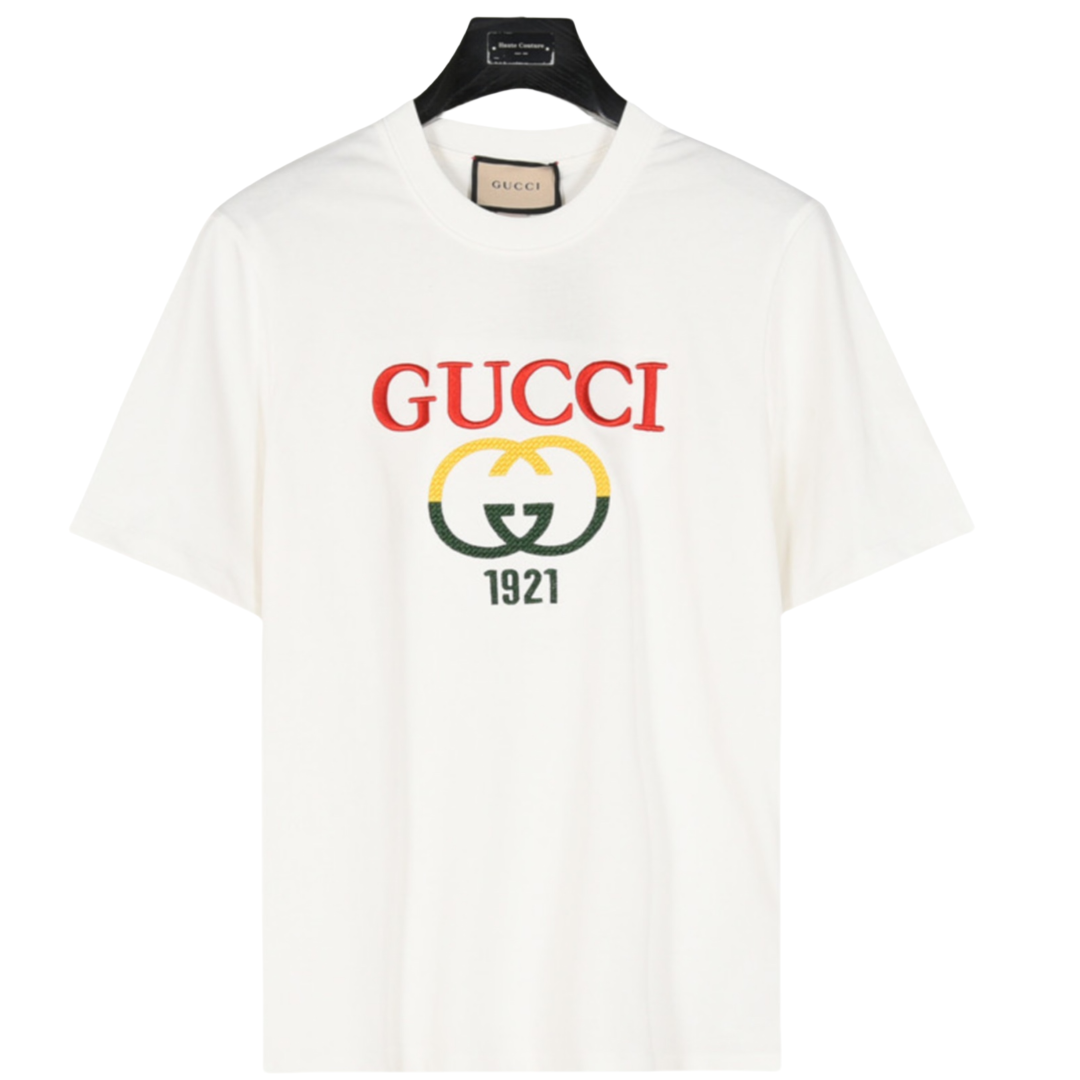 Gucci/古驰 黄绿拼色双G刺绣logo短袖T恤