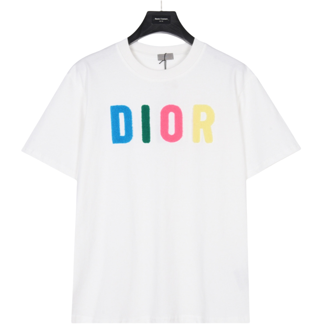 Dior/迪奥 彩虹logo毛巾绣短袖T恤