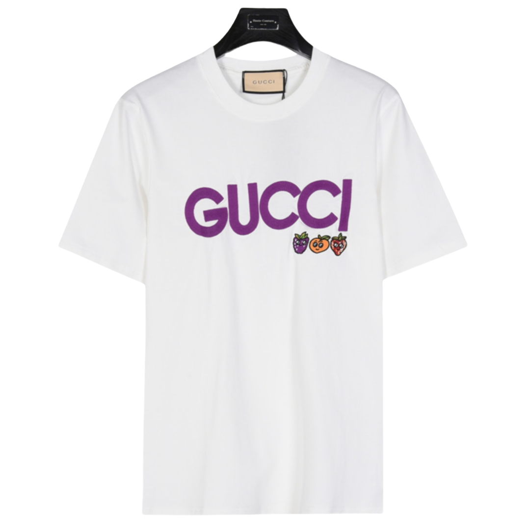 Gucci/古驰 24ss logo及水果刺绣短袖T恤