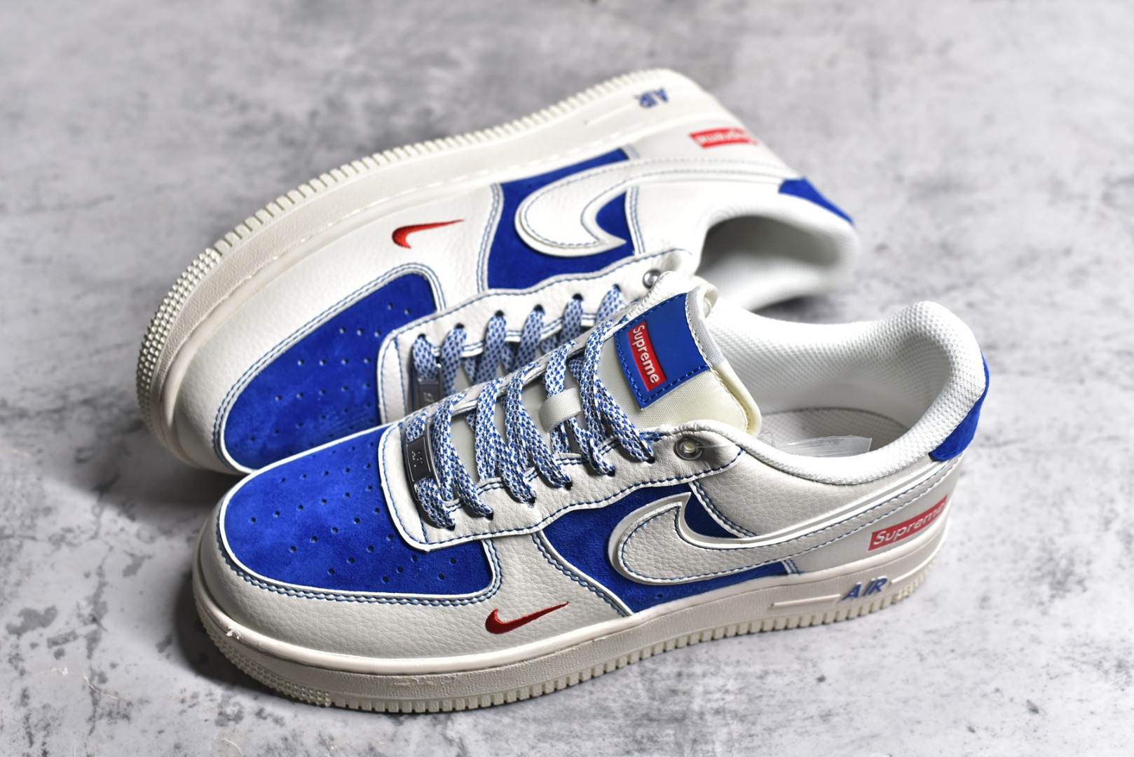 图片[7]-#NK Air Force 1\’07 Low Supreme联名-米白群青 空军一号 低帮休闲板鞋 SJ6698-004 #原楦头原纸板 原装鞋盒 定制五金配件 内置全掌气垫 原厂鞋底 尺码：36 36.5 37.5 38 38.5 39 40 40.5 41 42 42.5 43 44 44.5 45-选品中心