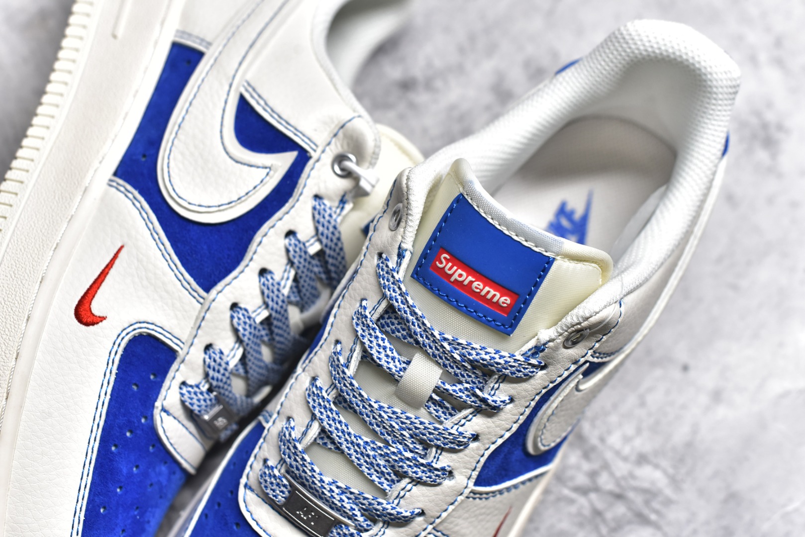 图片[9]-#NK Air Force 1\’07 Low Supreme联名-米白群青 空军一号 低帮休闲板鞋 SJ6698-004 #原楦头原纸板 原装鞋盒 定制五金配件 内置全掌气垫 原厂鞋底 尺码：36 36.5 37.5 38 38.5 39 40 40.5 41 42 42.5 43 44 44.5 45-选品中心